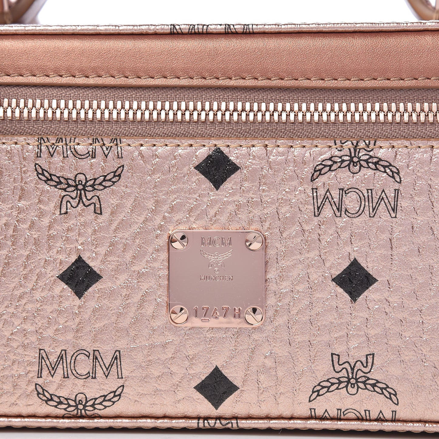 Metallic Visetos Vanity Case Champagne Gold