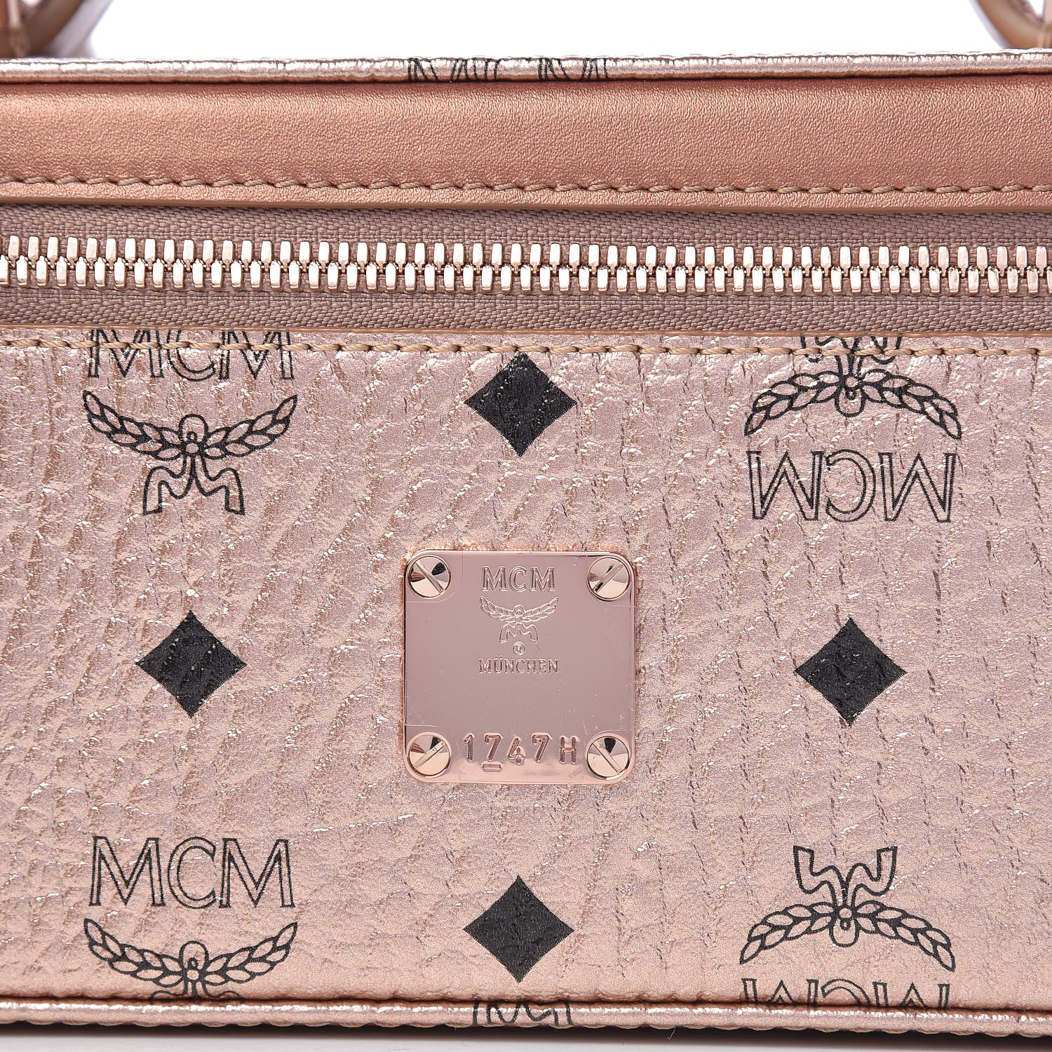 MCM Metallic Visetos Vanity Case Champagne Gold 7 of 10
