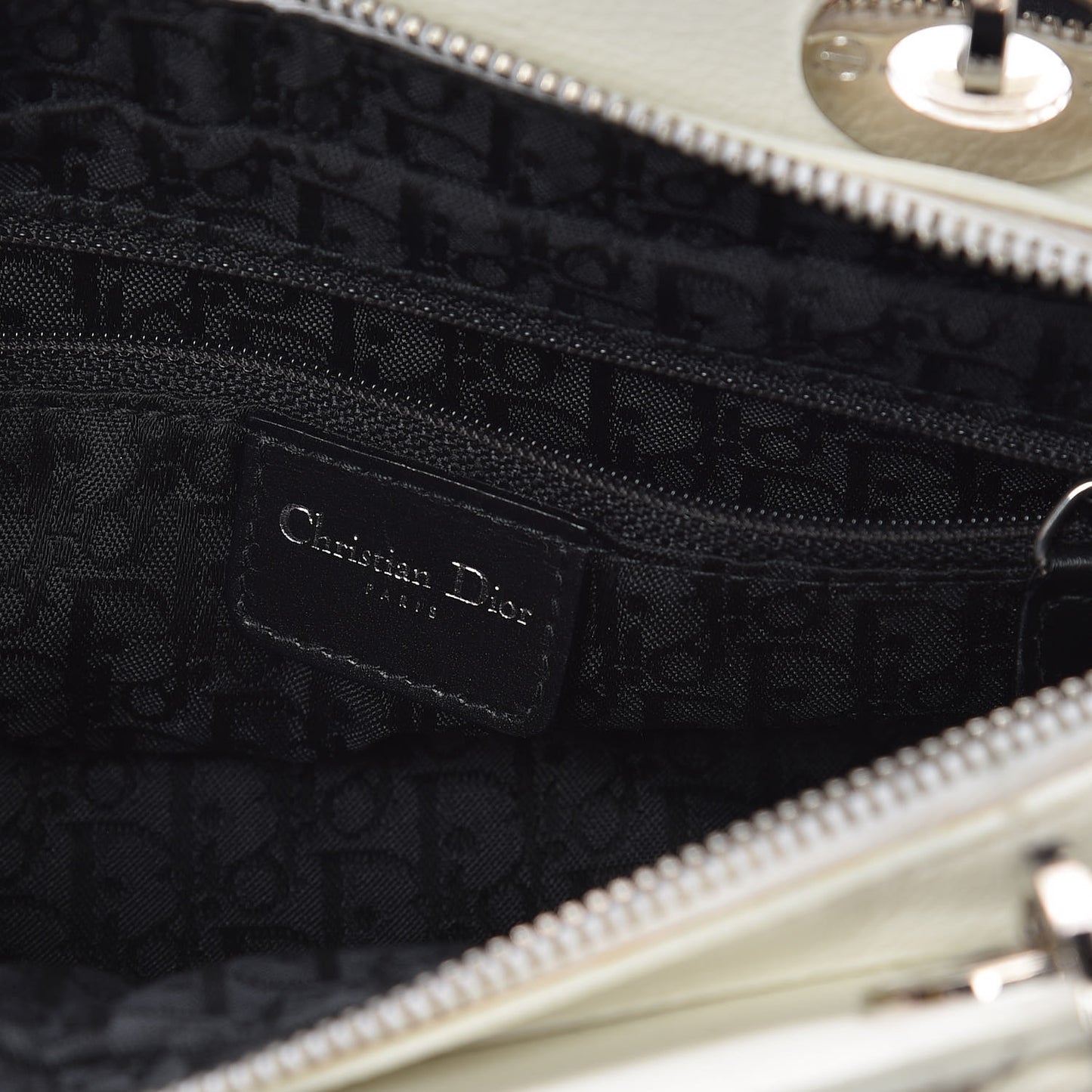 Calfskin Cannage Stitched Small Lady East West Lady Dior White