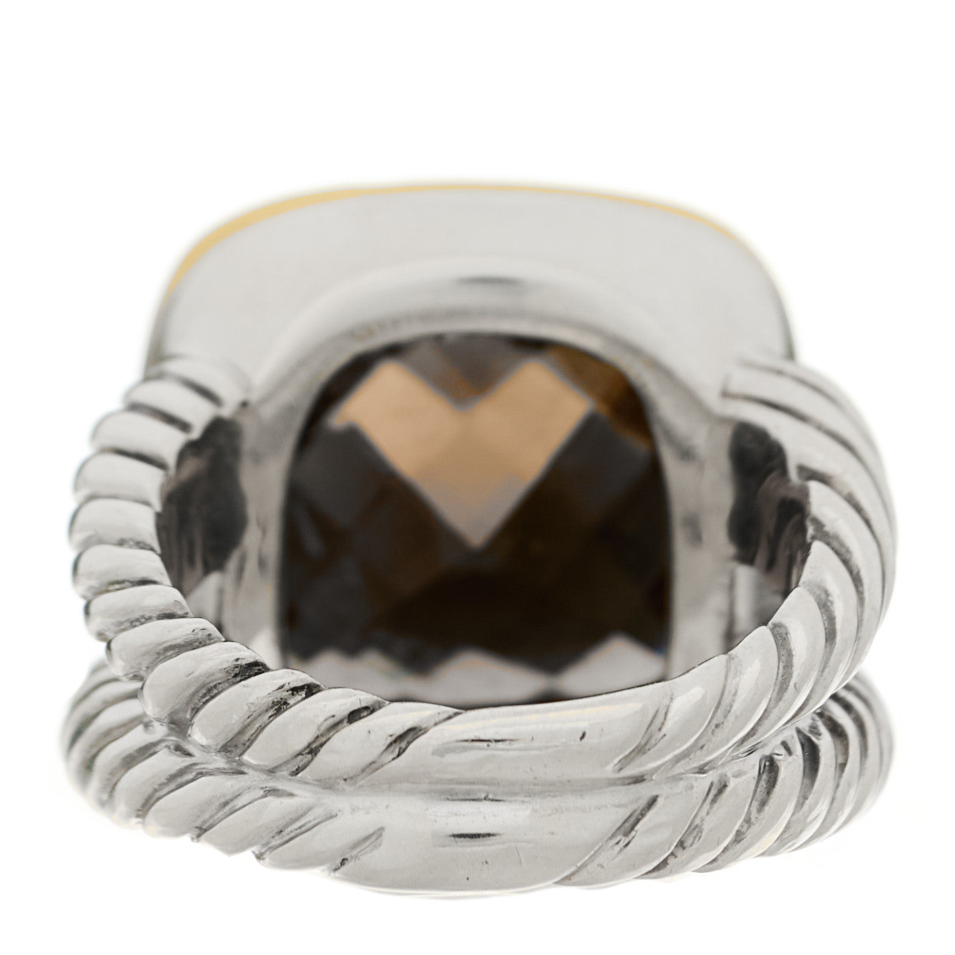 David Yurman Sterling Silver 18K Yellow Gold Diamond Smoky Quartz 14mm Albion Ring 54 7 4 of 5
