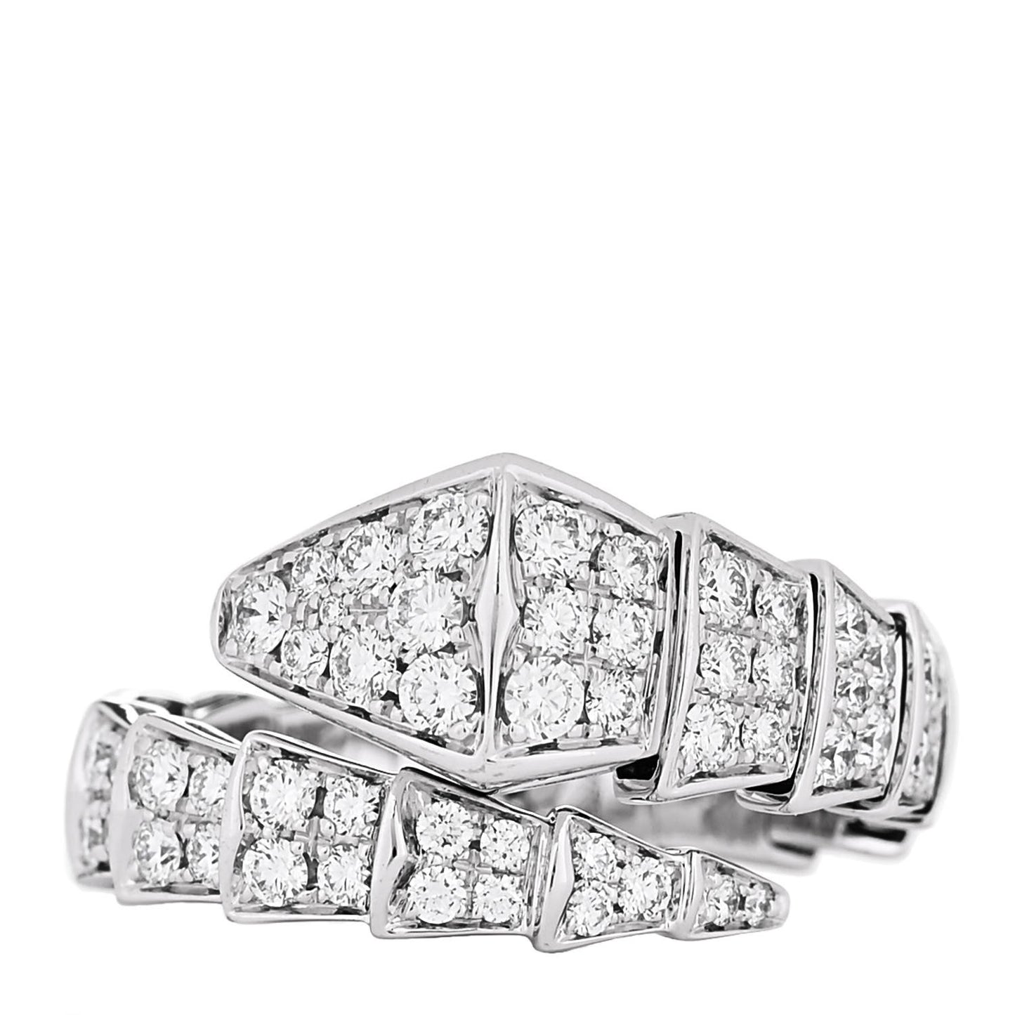 18K White Gold Diamond One-Coil Serpenti Viper Ring L