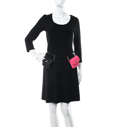 Chanel Patent Quilted Belt In Love Double Mini Flap Waist Bag Black Pink 2 of 13