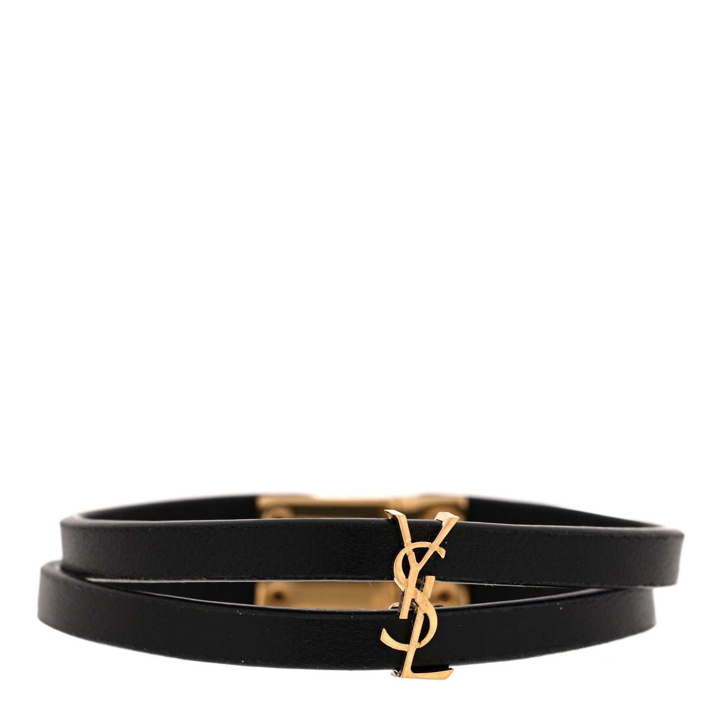 Calfskin Opyum Double Wrap Bracelet S Black