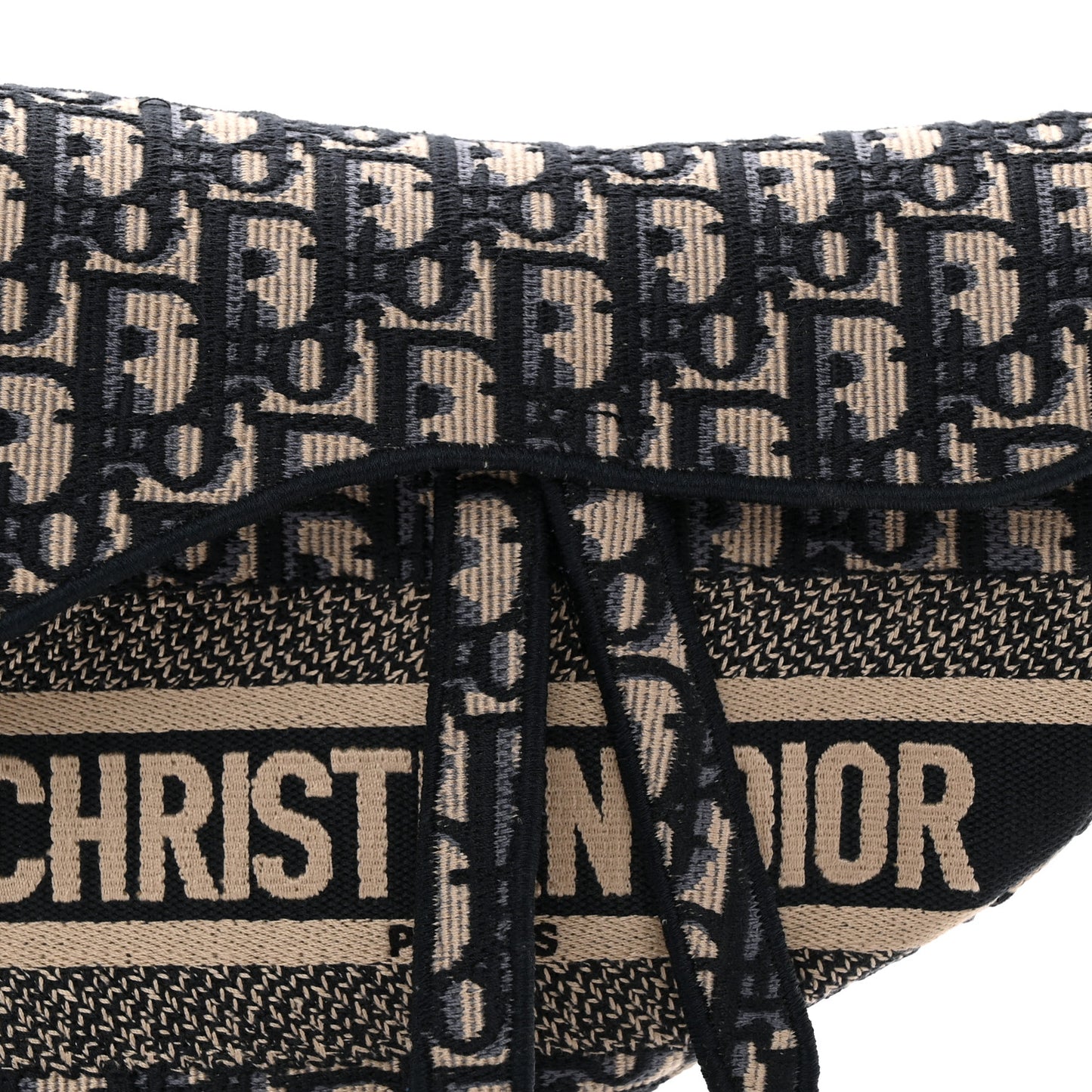 Oblique Embroidered Saddle Bag Blue