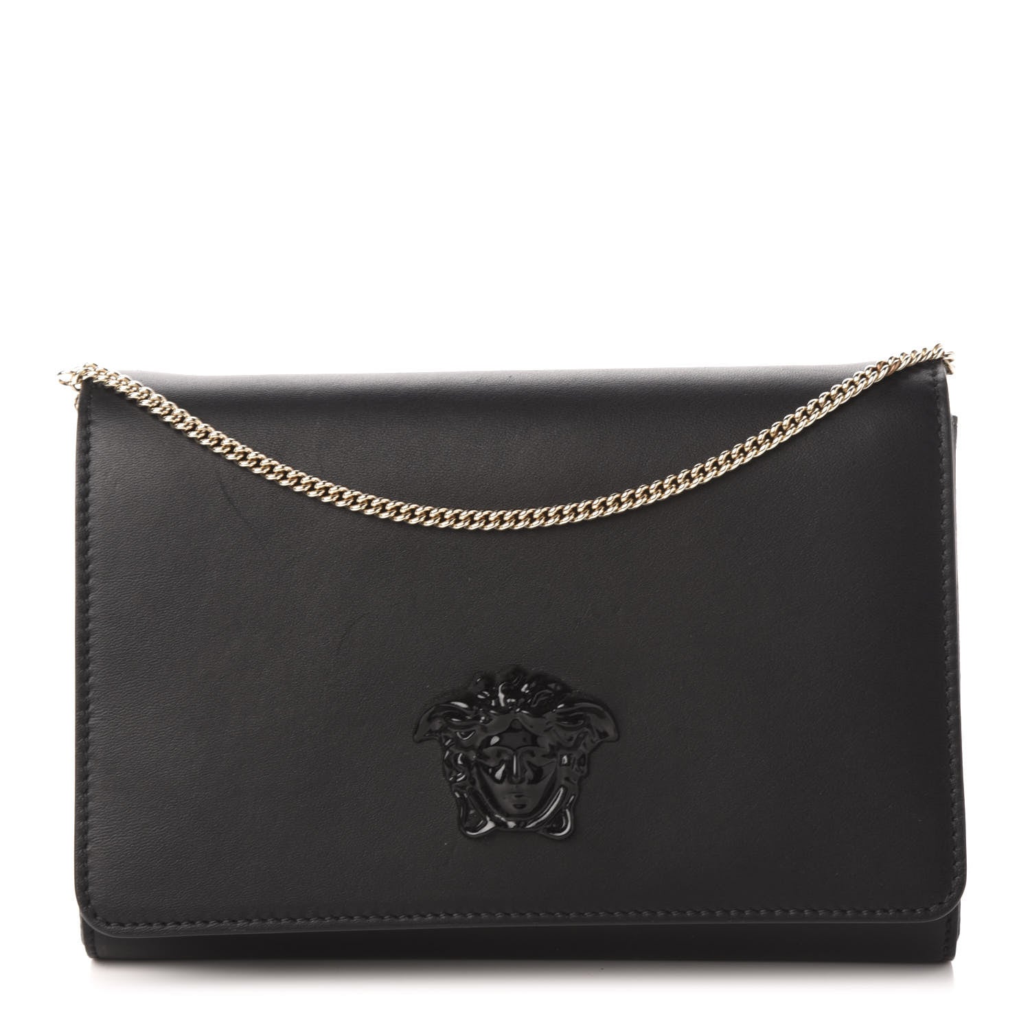 Versace Vitello Palazzo Medusa Evening Clutch Bag Black 1 of 12