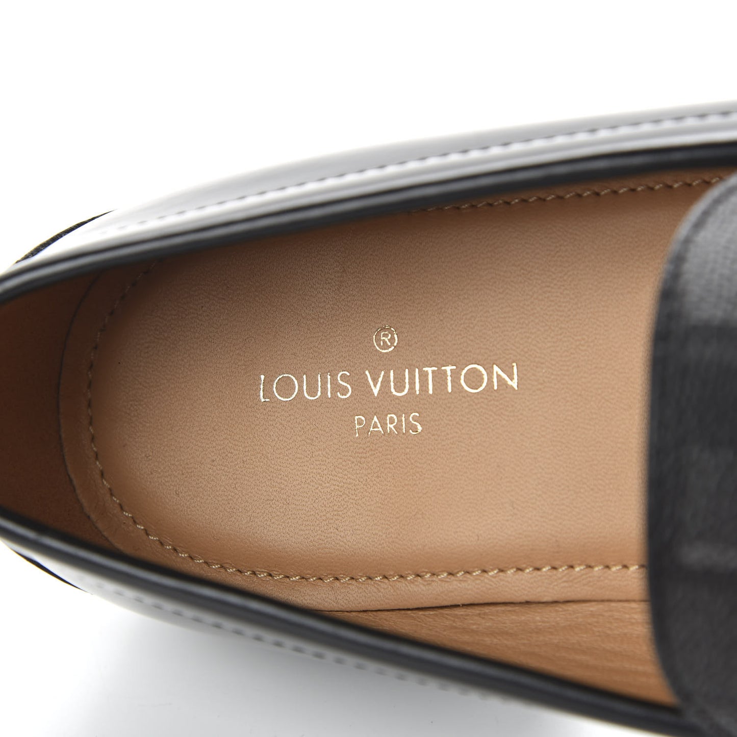 Glazed Calfskin Damier Graphite Major Loafer 7.5 Black