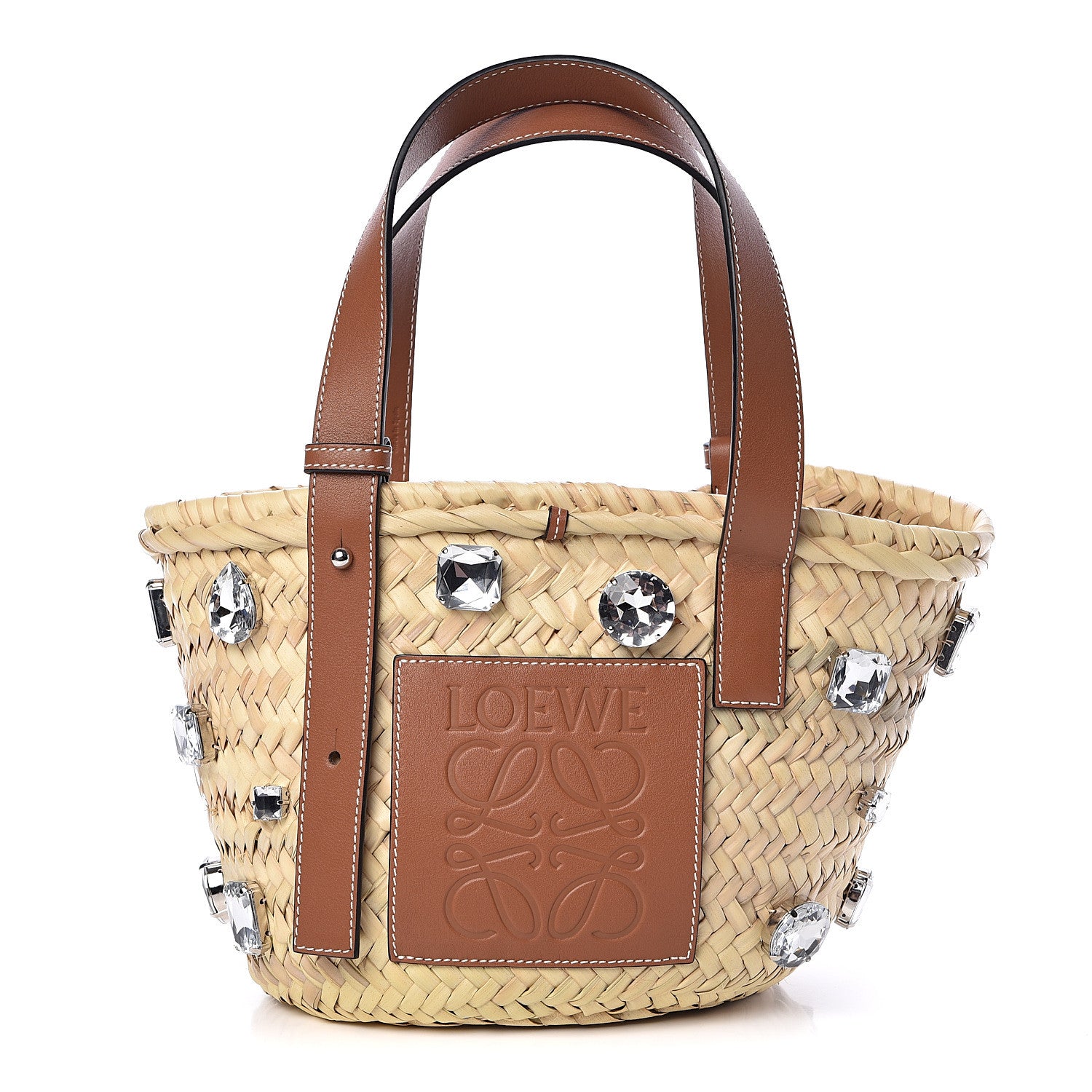 Loewe Raffia Small Stones Basket Tote Bag Natural Tan 1 of 10