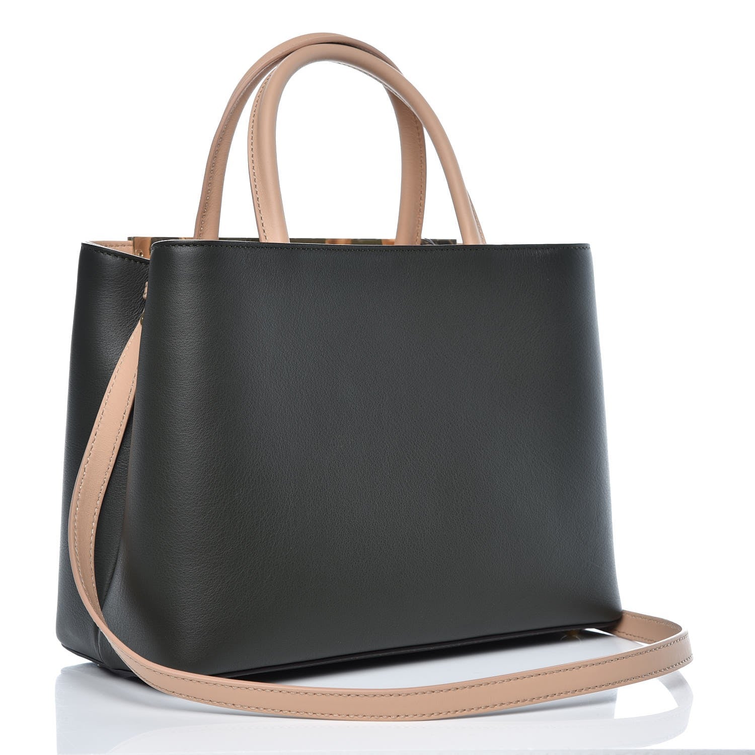 Fendi Vitello Dolce Bi-Color Petite 2Jours Tote Verde Prato Makeup 3 of 6
