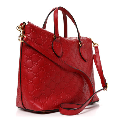 Gucci Guccissima Linea A Foldover Tote Red 2 of 8