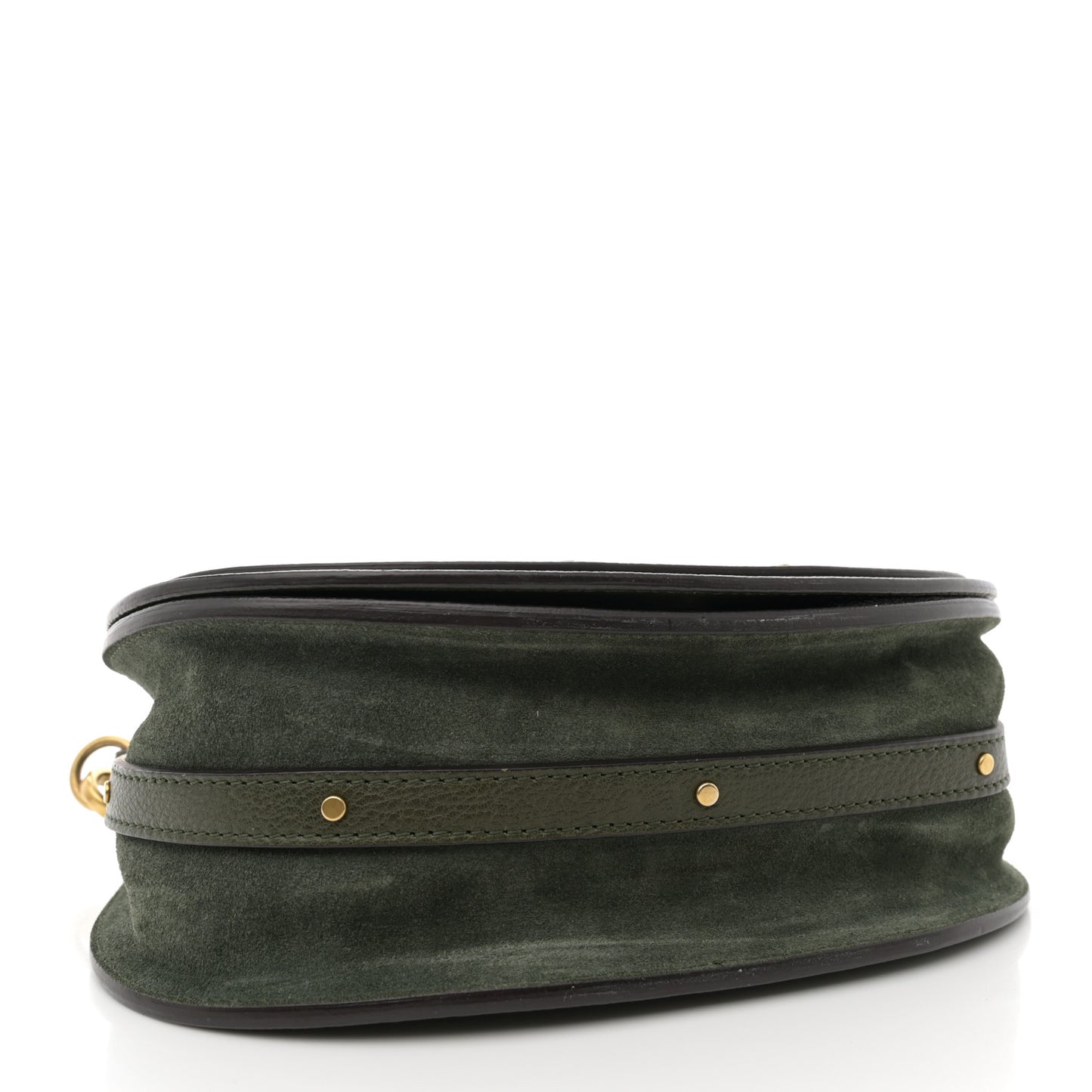 Calfskin Suede Medium Nile Bracelet Bag Midnight Green