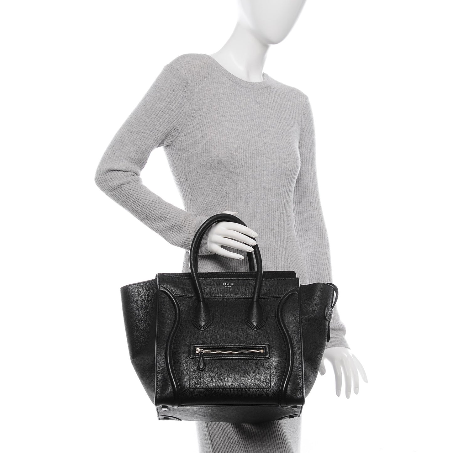 Drummed Calfskin Mini Luggage Black