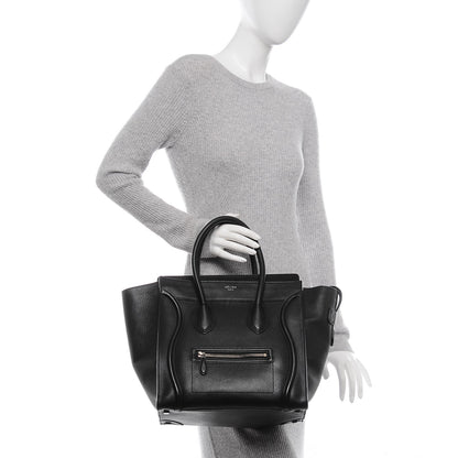 Celine Drummed Calfskin Mini Luggage Black 2 of 7