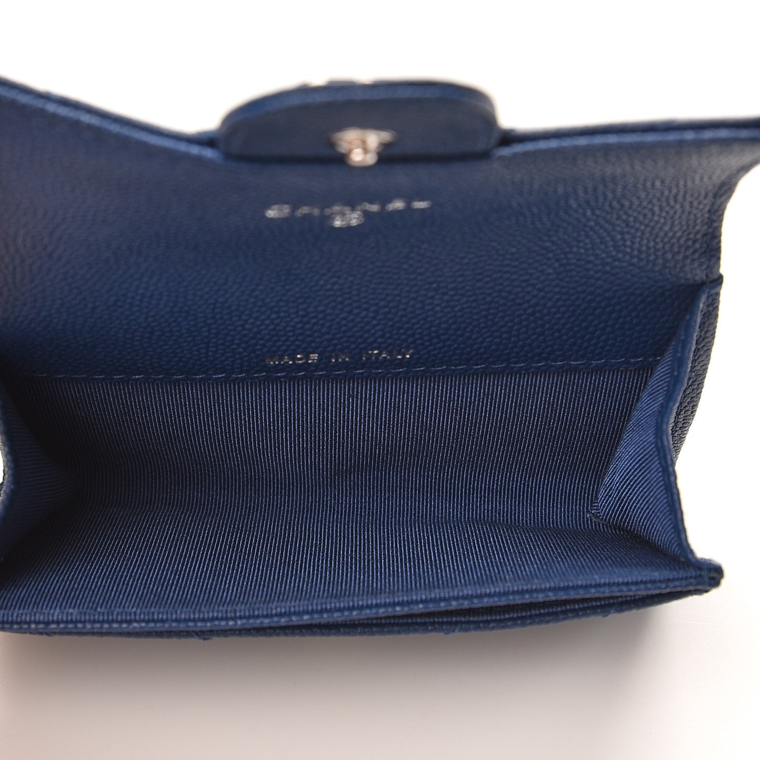 Chanel Caviar Chevron Quilted Card Holder Wallet Dark Blue 5 of 9