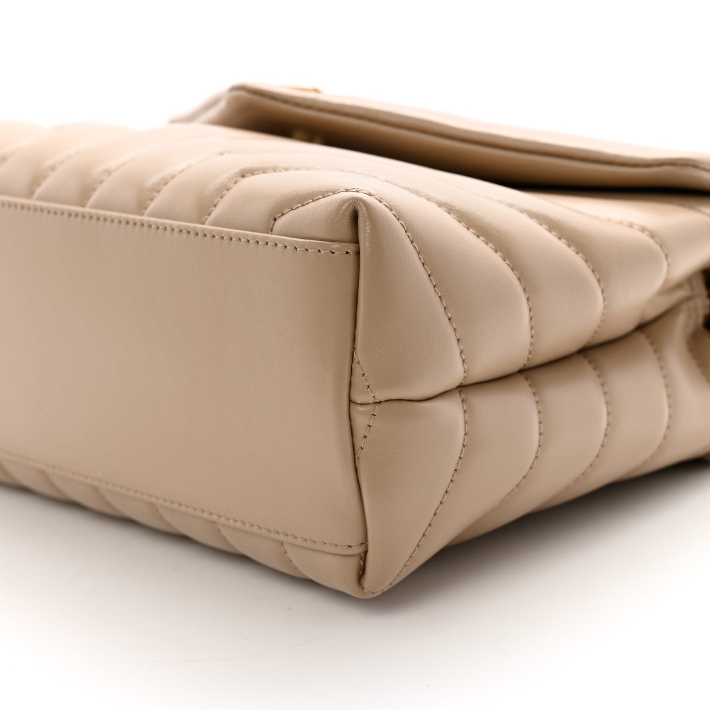 Calfskin Y Quilted Monogram Small Loulou Chain Satchel Dark Beige