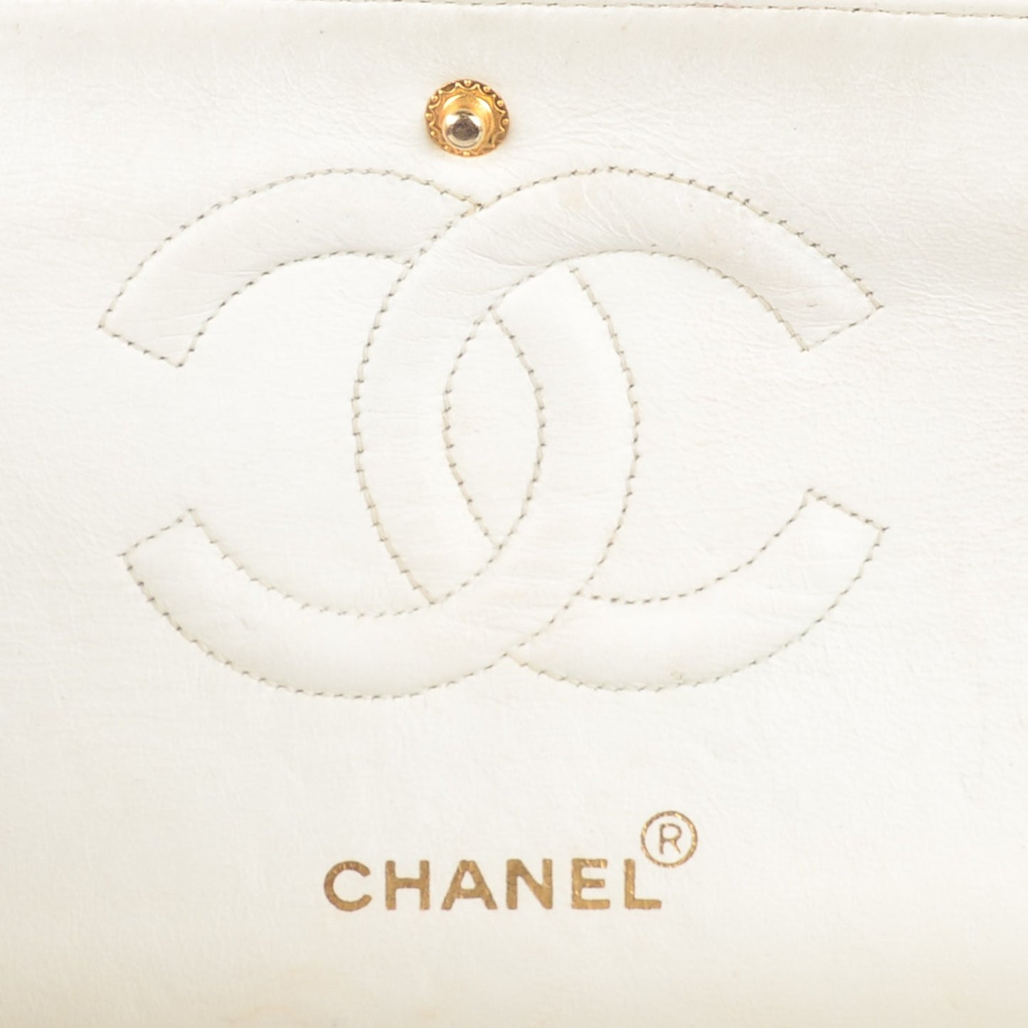 Caviar Quilted Medium Double Flap White