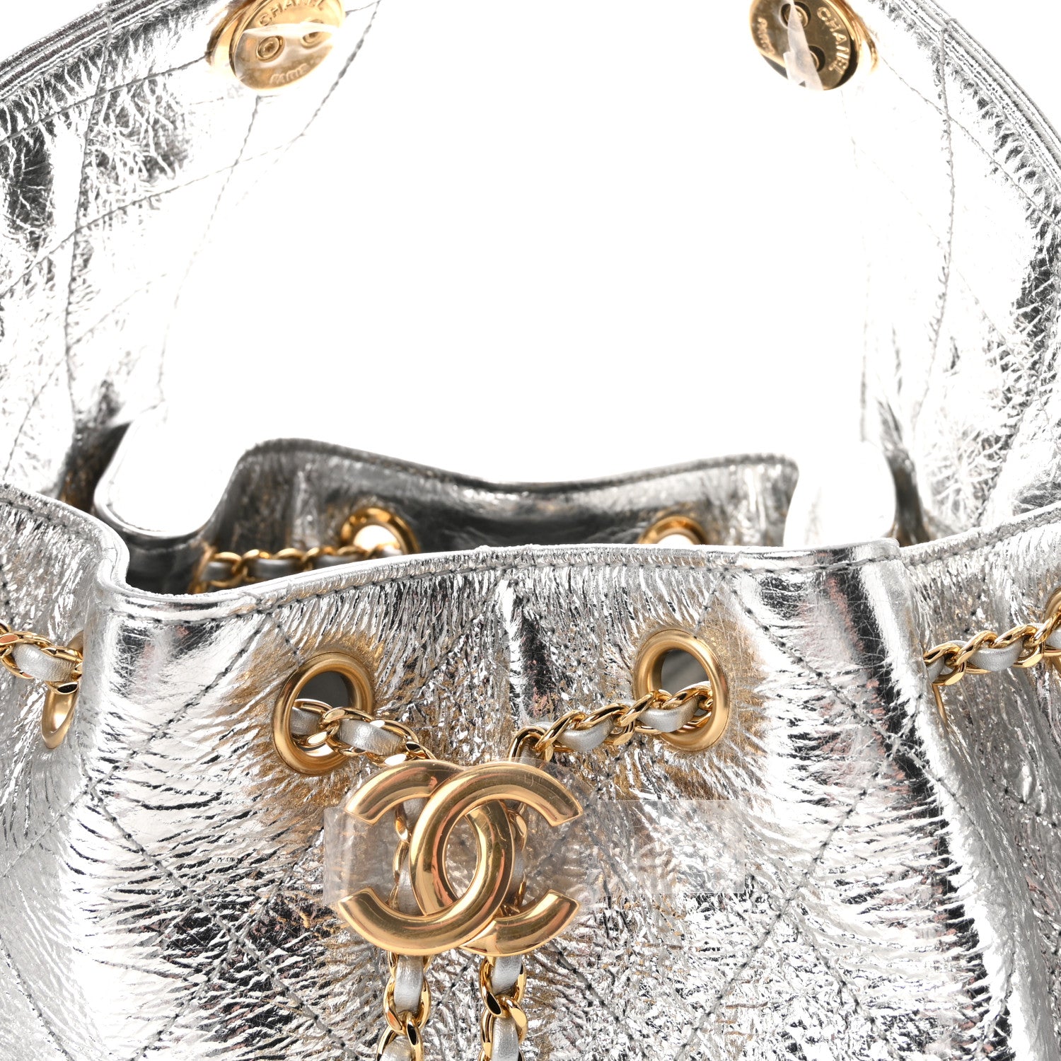 Chanel Metallic Aged Calfskin Quilted Small Chanel 25 Handbag Silvery 14 of 21