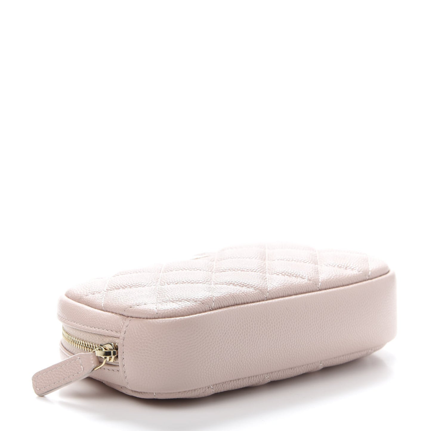 Caviar Quilted Small Curvy Pouch Cosmetic Case Light Pink