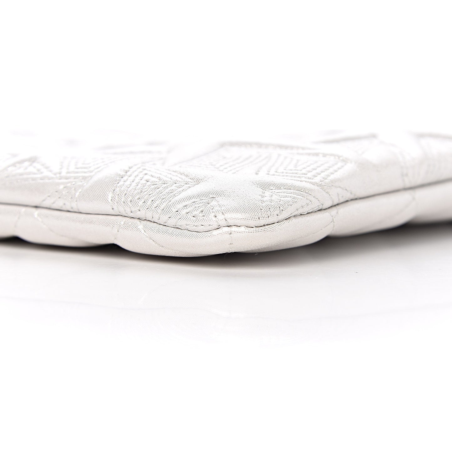 Metallic Lambskin Star Embossed Medium Cosmetic Pouch Light Silver