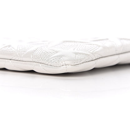 Chanel Metallic Lambskin Star Embossed Medium Cosmetic Pouch Light Silver 9 of 10
