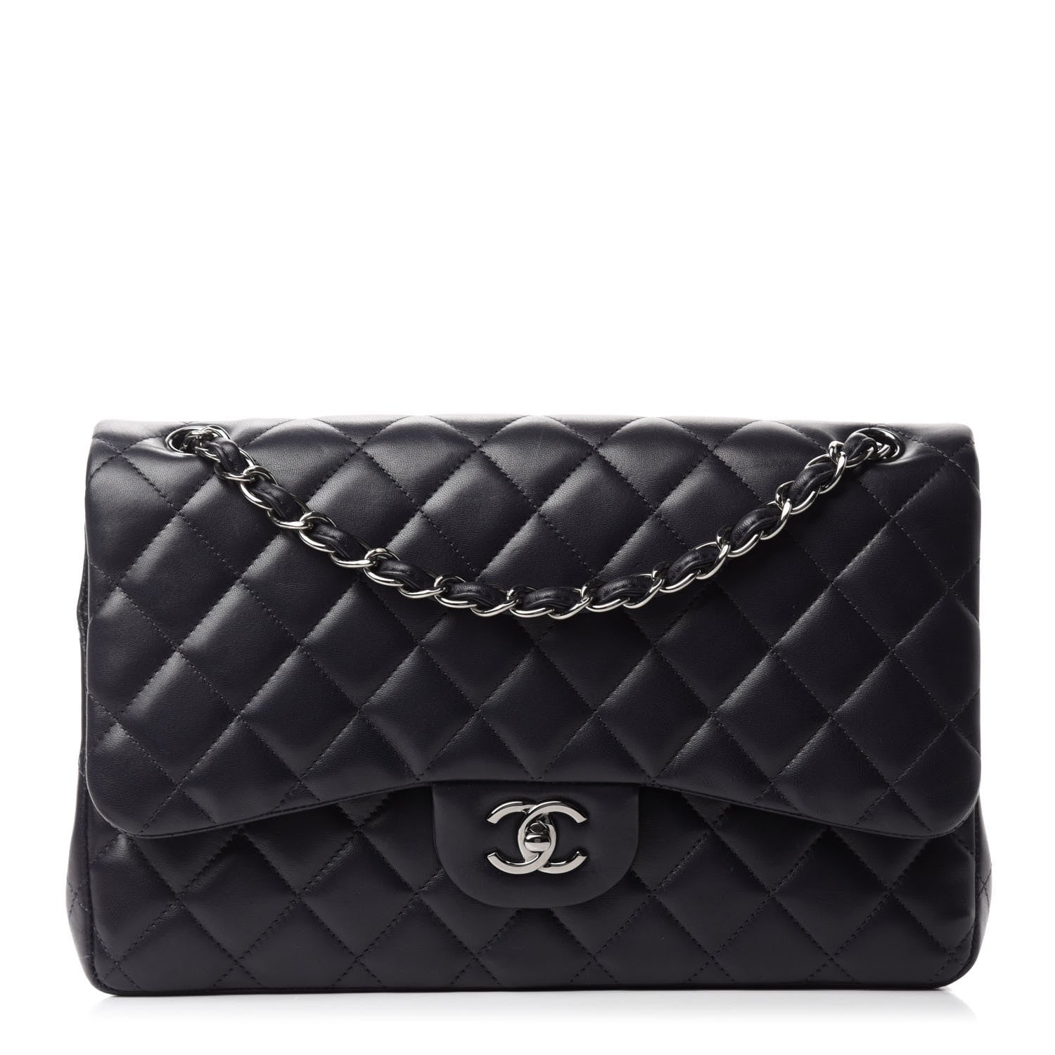 Chanel Lambskin Quilted Jumbo Double Flap Navy 1 of 12