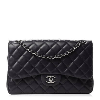 Chanel Lambskin Quilted Jumbo Double Flap Navy 1 of 12