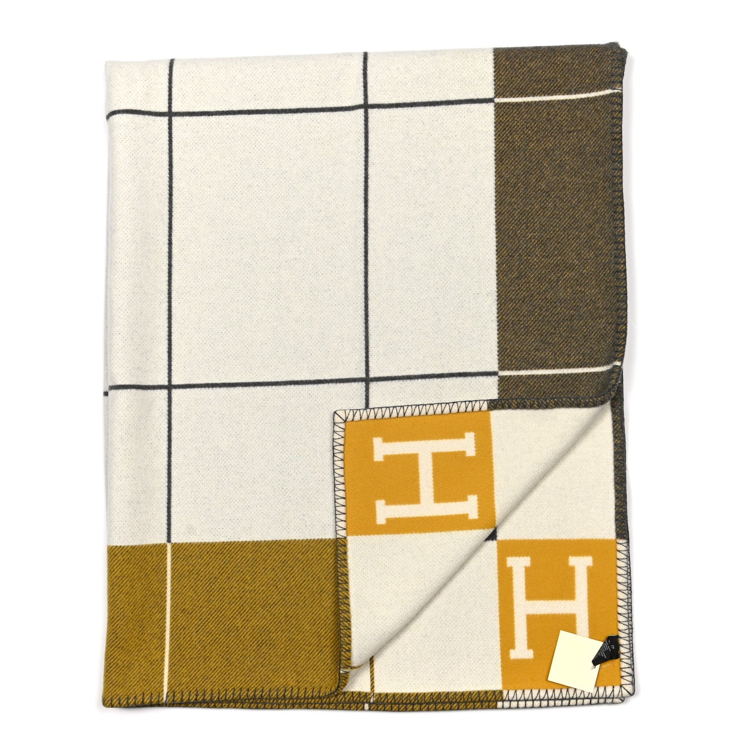 Hermes Wool Cashmere Avalon III Blanket Gris Soleil 2 of 3