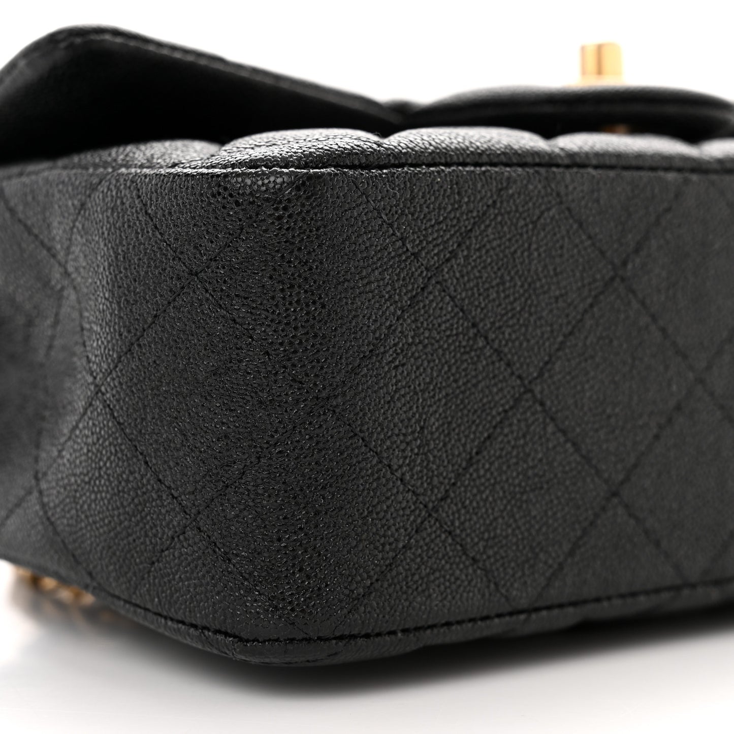 Caviar Quilted Mini Top Handle Rectangular Flap Black