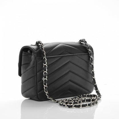 Chanel Caviar Chevron Quilted Medium Single Flap Black 3 of 7