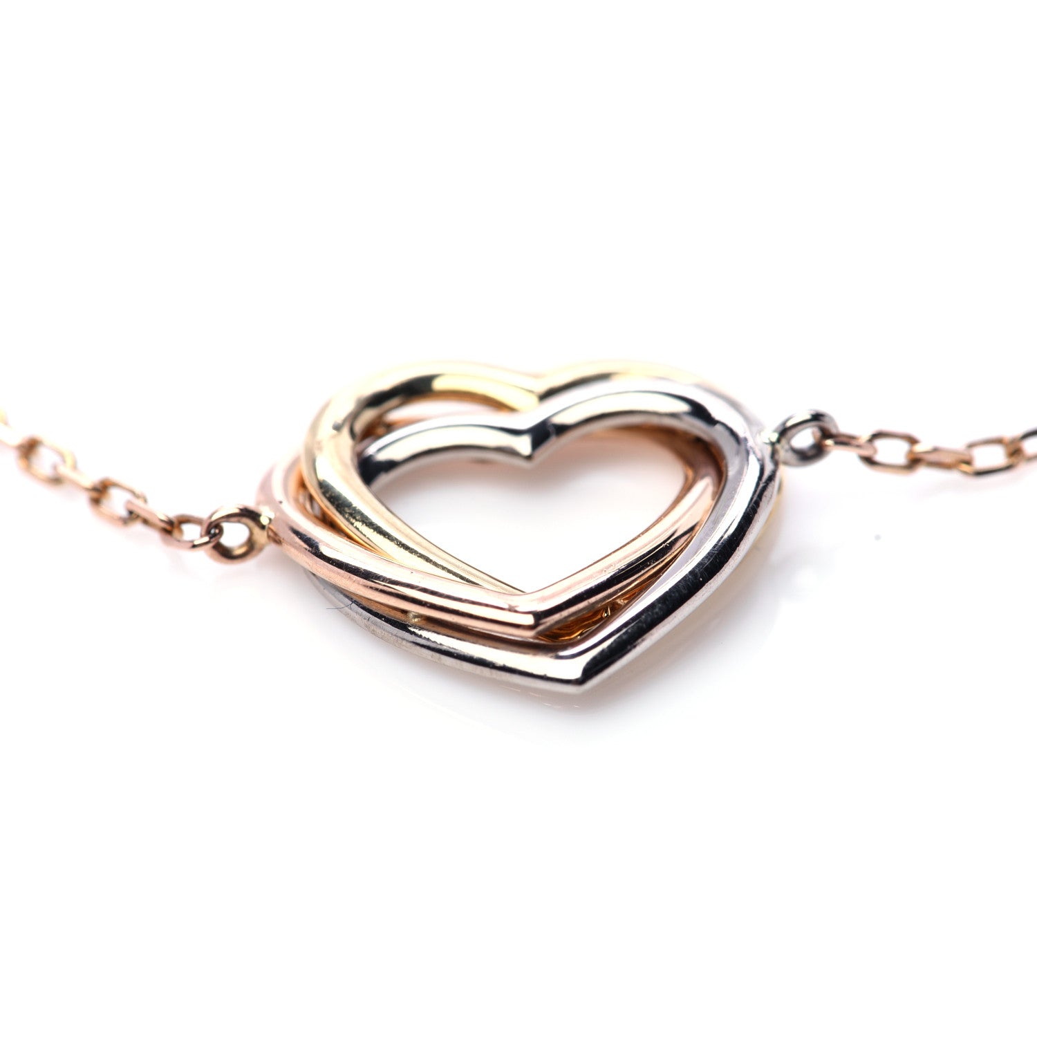 Cartier 18K Pink Yellow White Gold Trinity Heart Bracelet 6 of 6