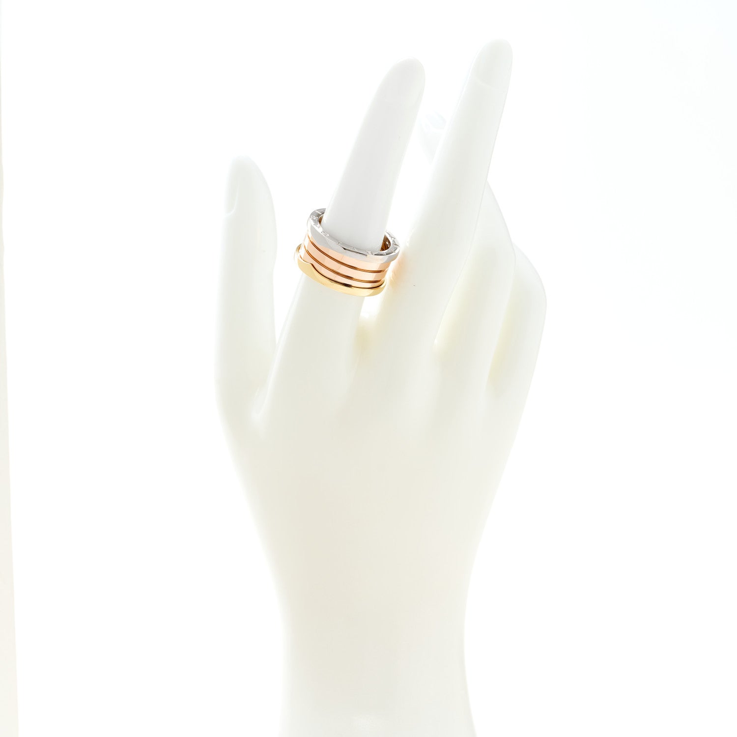 Bulgari 18K Rose White Yellow Gold B.Zero1 Four-Band Ring 55 7.25 2 of 7