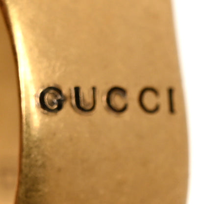 Gucci Metal Crystal Lion Head Ring 58 8.25 Aged Gold 4 of 6