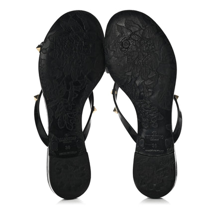 Valentino Garavani PVC Jelly Rockstud Bow Thong Sandals 38 Black 5 of 9