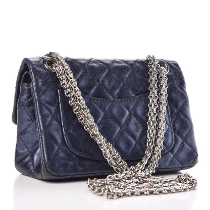 Chanel Metallic Aged Calfskin Quilted 2.55 Reissue 224 Flap Blue 3 of 11