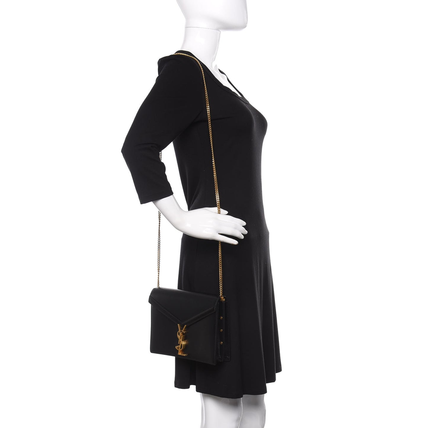 Smooth Calfskin Monogram Cassandra Clasp Bag Black