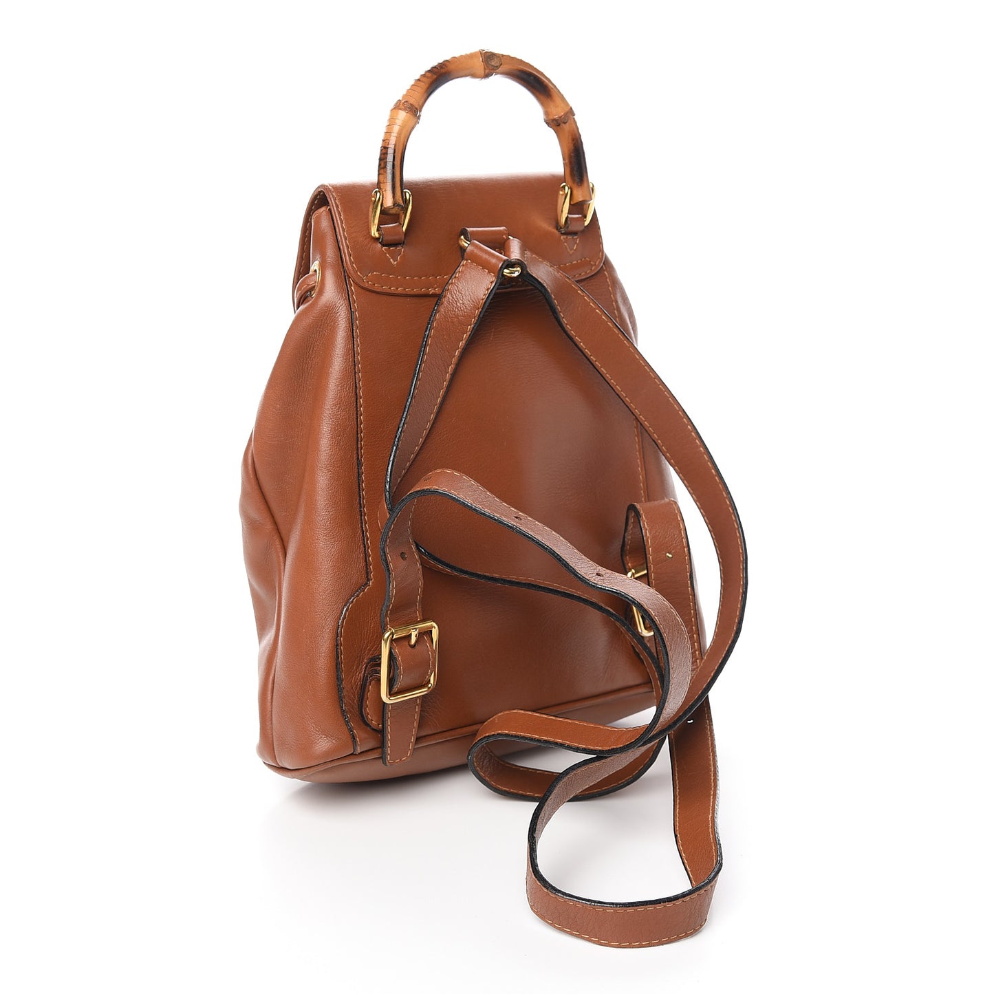 Calfskin Bamboo Mini Backpack Brown