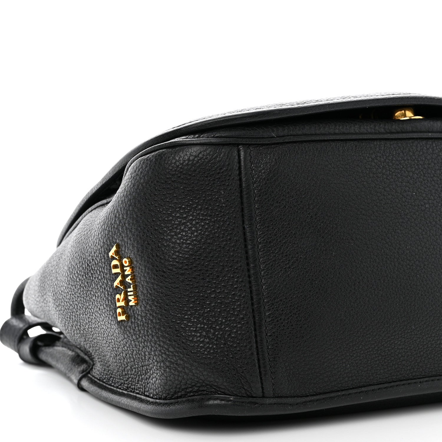 Prada Vitello Daino Embossed Logo Flap Shoulder Bag Black 10 of 12