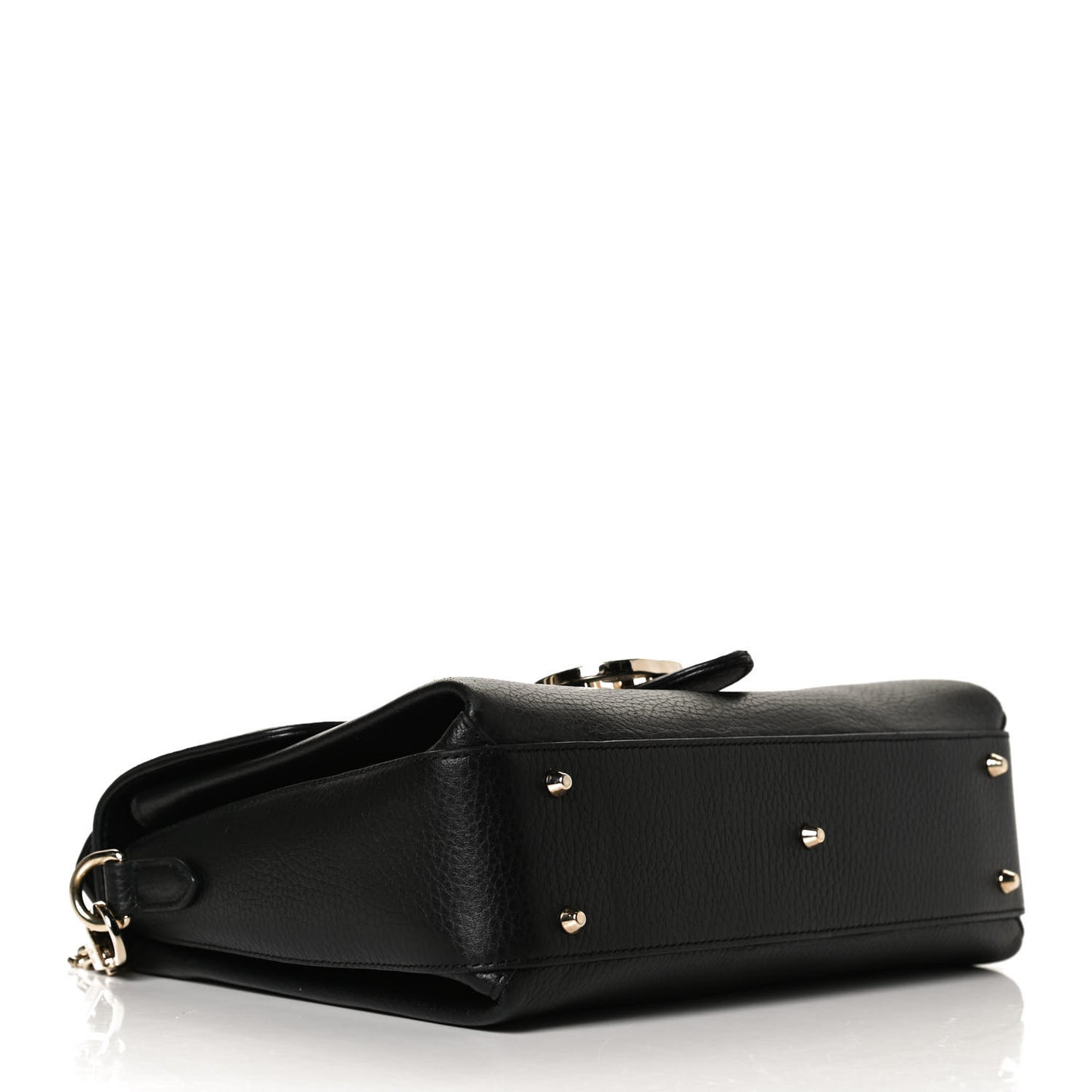 Dollar Calfskin Interlocking G Top Handle Shoulder Bag Black