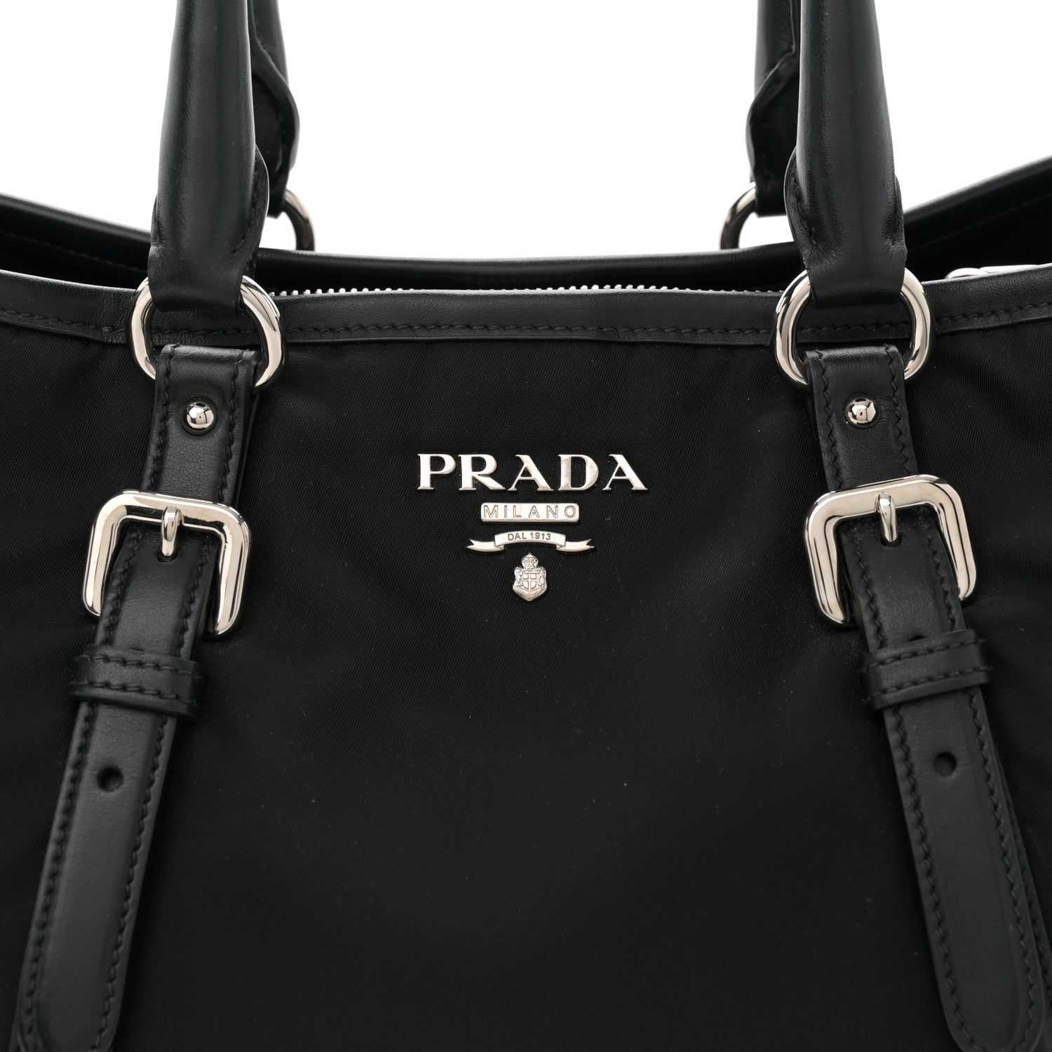 Prada Tessuto Nylon Soft Calf Small Tote Black 9 of 12
