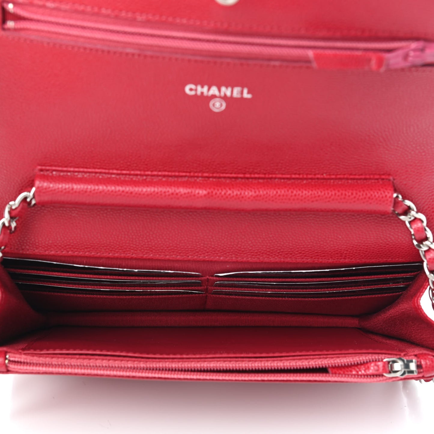 Caviar Quilted Wallet On Chain WOC Dark Pink