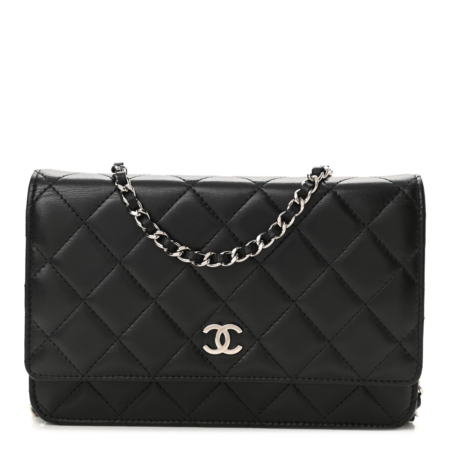 Chanel Lambskin Quilted Wallet On Chain WOC Black 1 of 12
