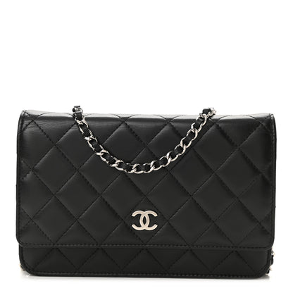 Chanel Lambskin Quilted Wallet On Chain WOC Black 1 of 12