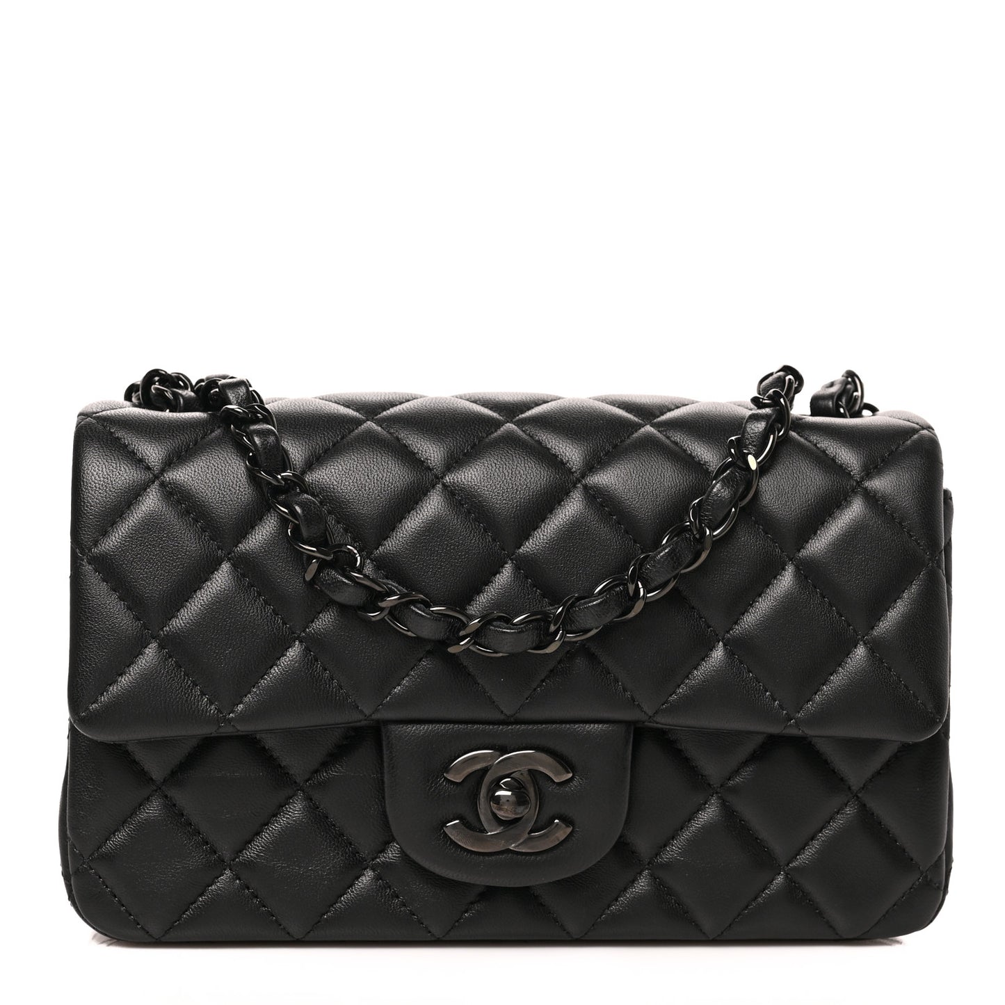 Lambskin Quilted Mini Rectangular Flap So Black