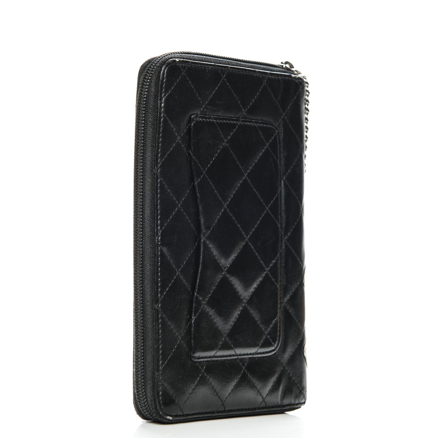 Chanel Calfskin Cambon Zip Around Organizer Wallet Black White 3 of 12