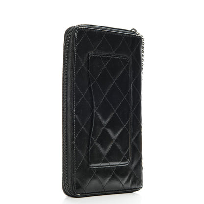 Chanel Calfskin Cambon Zip Around Organizer Wallet Black White 3 of 12