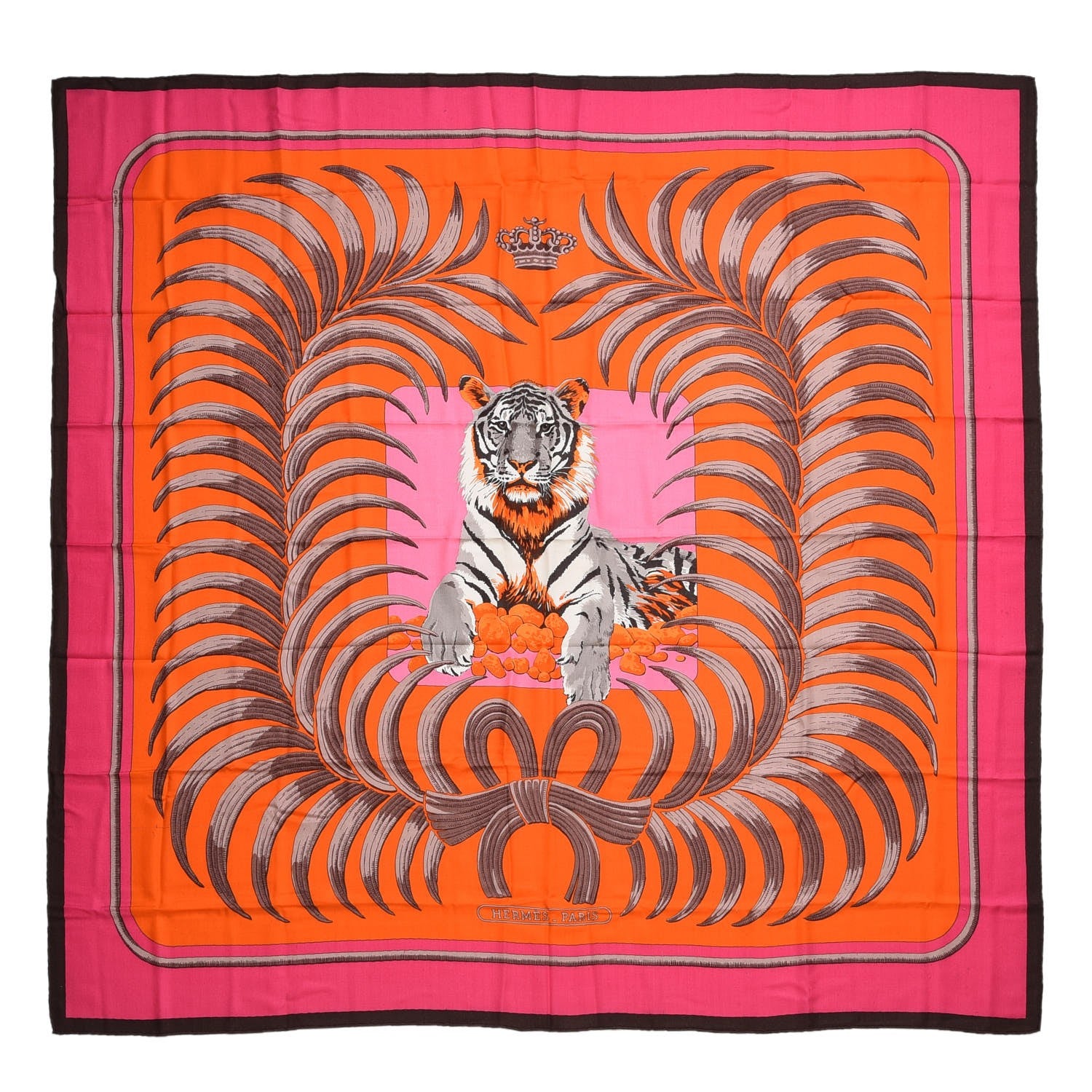 Hermes Cashmere Silk Tigre Royal Shawl 140 1 of 7