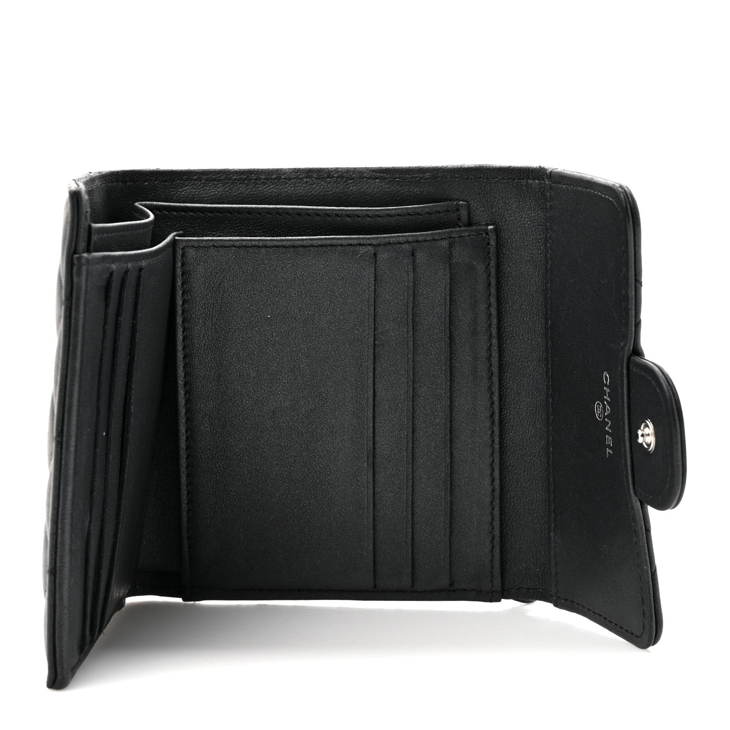 Chanel Lambskin Quilted Compact Flap Wallet So Black 5 of 11