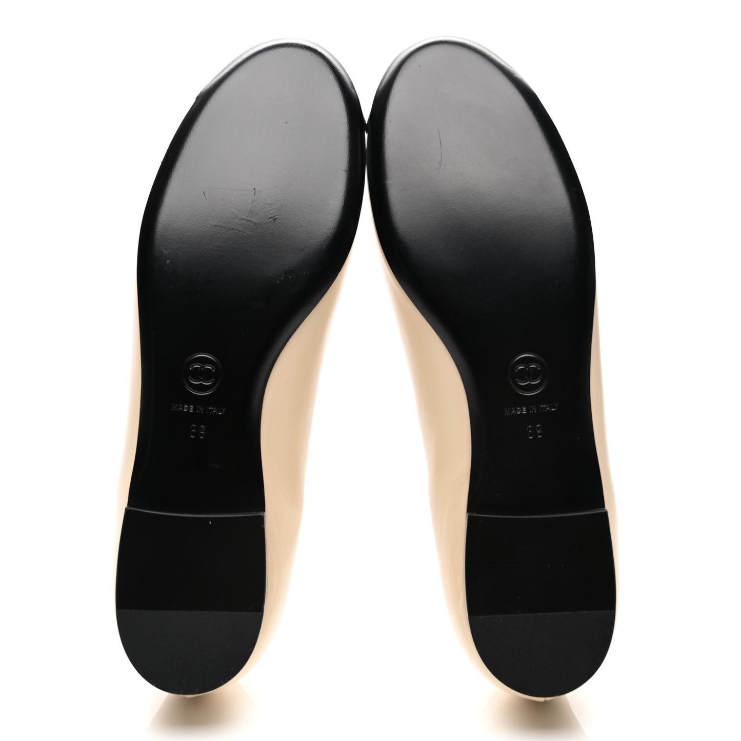 Calfskin Grosgrain Pearl Camellia Ballerina Flats 39 Beige Black