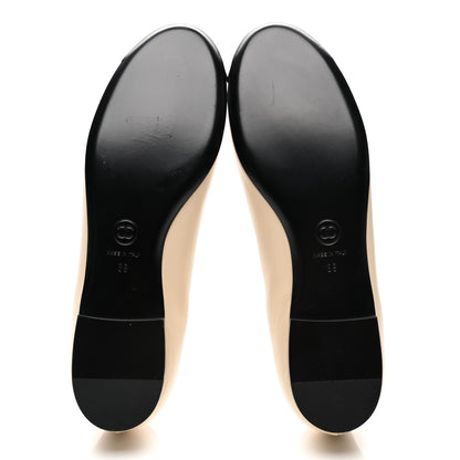 Chanel Calfskin Grosgrain Pearl Camellia Ballerina Flats 39 Beige Black 6 of 9