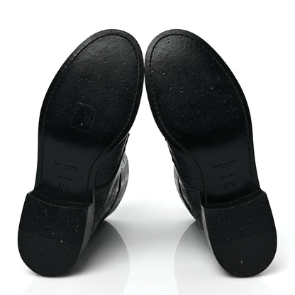 Saint Laurent Shiny Crocodile Embossed Boots 37.5 Black 5 of 7