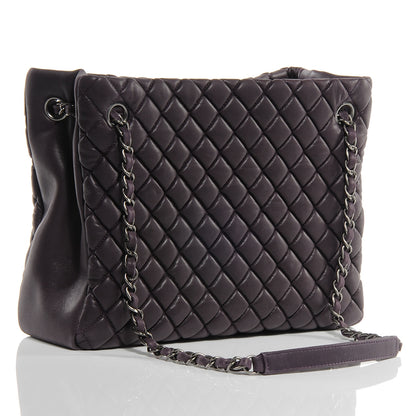 Chanel Iridescent Calfskin New Bubble Quilt Small Tote Plum 3 of 8